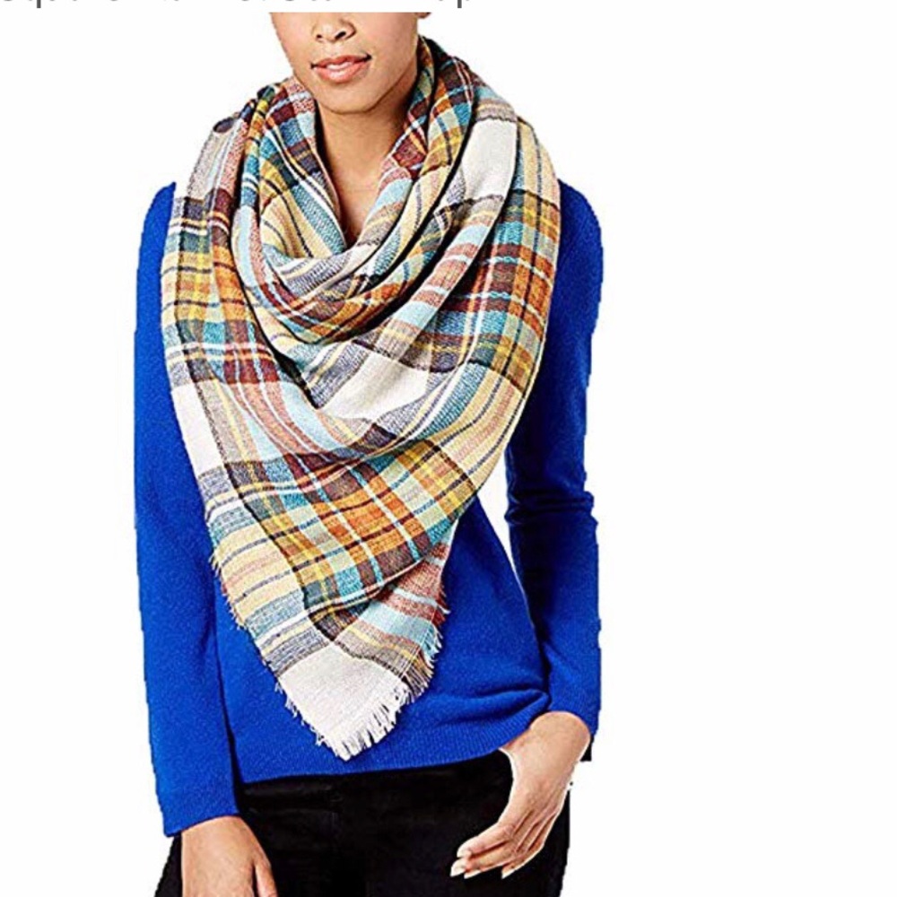 Steve Madden Oversized Large Plaid Blanket Scarf - Picture 6 of 7
